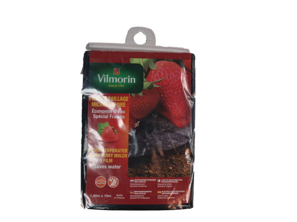 Aménagement des allées, massifs et haies - Film de Paillage Fraises - Micro Perforé - 1.4 m x 10 m - face recto